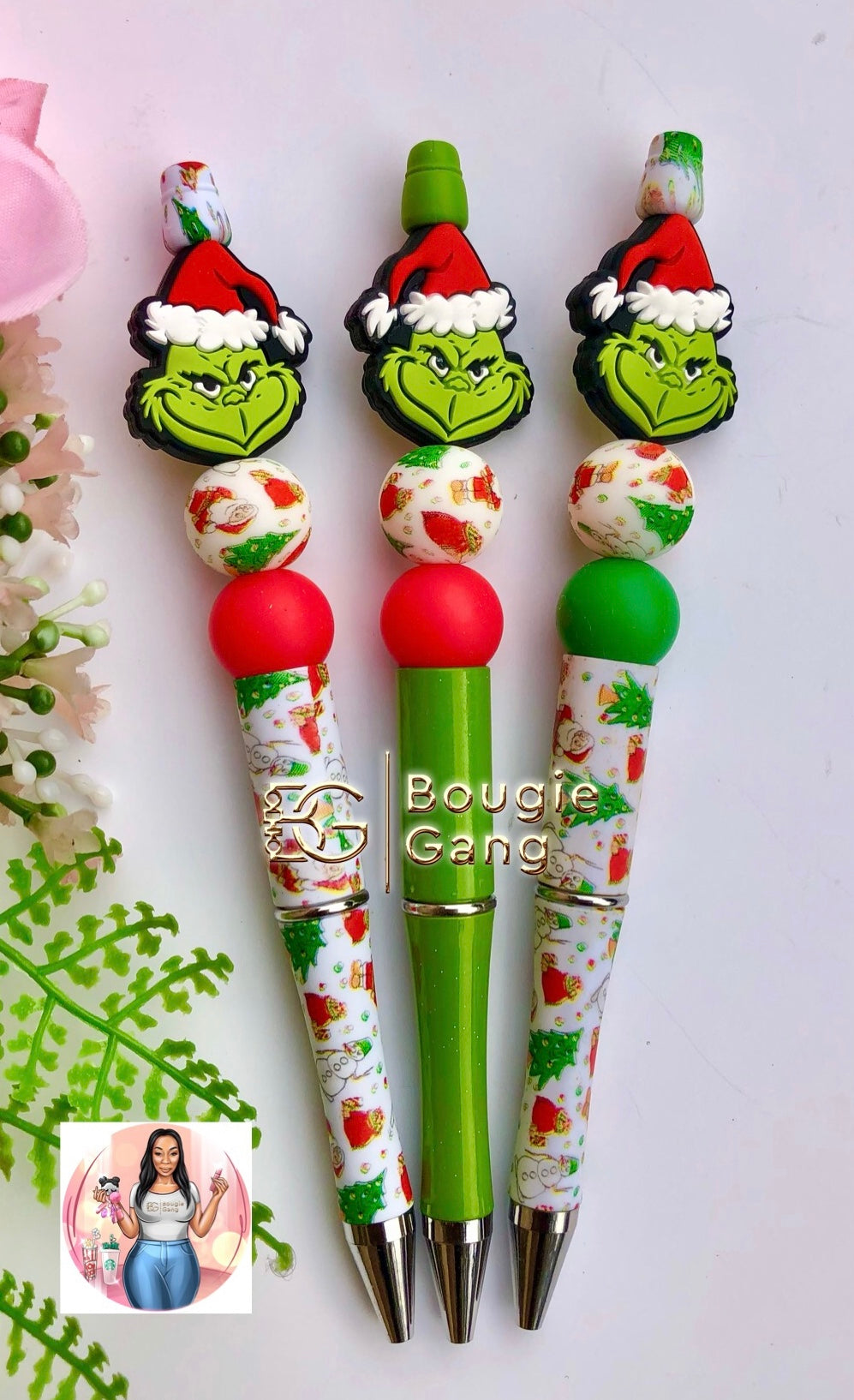 Qilery 48 Pcs Christmas Beadable Pens Bulk Red Green White Plastic Bead  Pens with 240 Assorted Wooden Beads Crystal Beads DIY Pen Making Kit Black  Ink